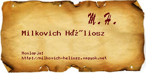 Milkovich Héliosz névjegykártya